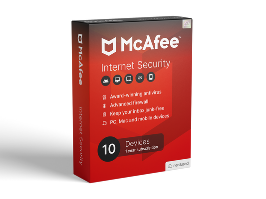 McAfee Internet Security 2025 - 10 Device - GLOBAL Key - Antivirus Software - Activation Windows/Mac/Android/iOS 1 Year Subscription